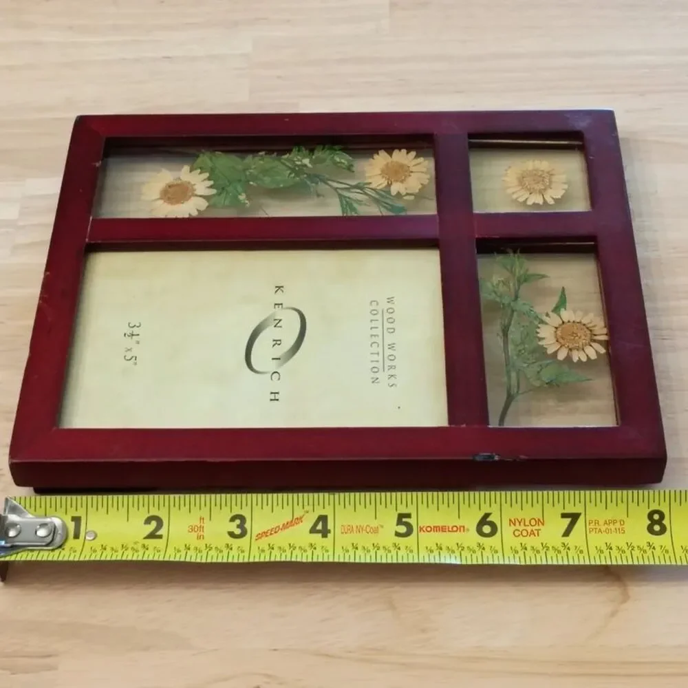 Vintage Kenrich Wood Works Collection Dried Flowers Wood Picture Frame